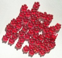 50 3x9mm Transparent Red Lustre Spacer Flower Beads